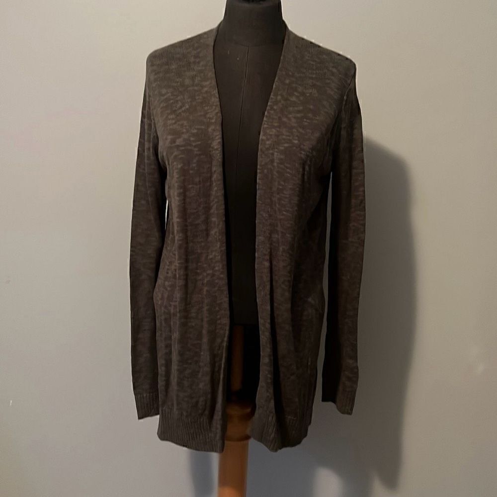 Gap Women's Green Open Front Ribbed Knit Cardigan Sweater